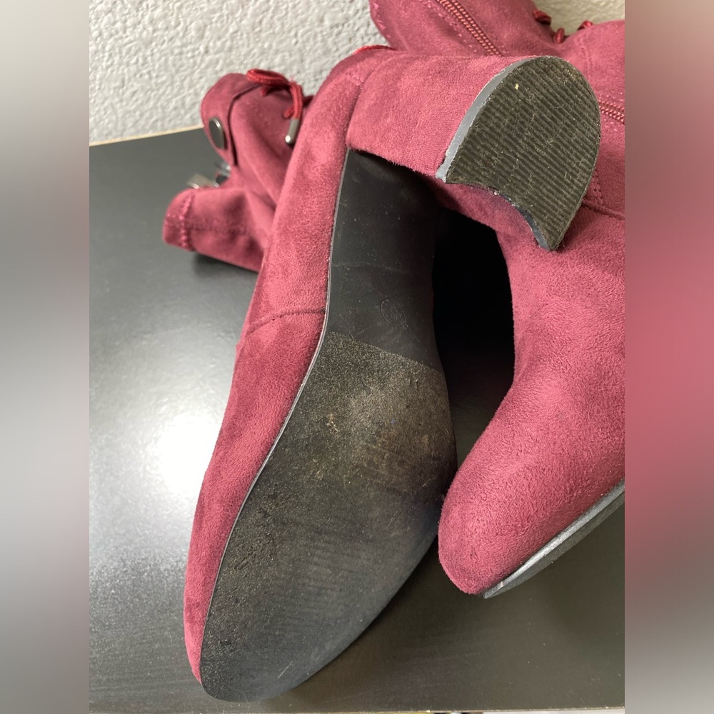 Maroon Suede Booties - Picture 9 of 11